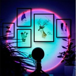 Sunset Lamp Rainbow Lamp Projector, Network Red Night Light, with USB Charger 180 Degree Rotation, for Home Party Decoration