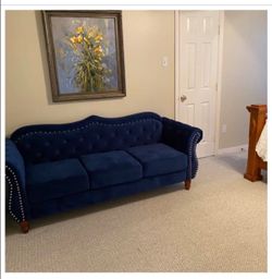 5-piece Blue Velvet Living Room Set
