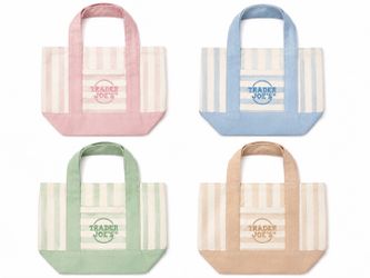 Trader Joe’s Mini Pastel Stripe Canvas Tote Bags – Limited Edition Set of 4