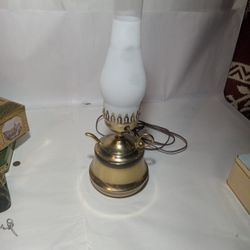 Vintage Brass And Frosted Glass Lamp