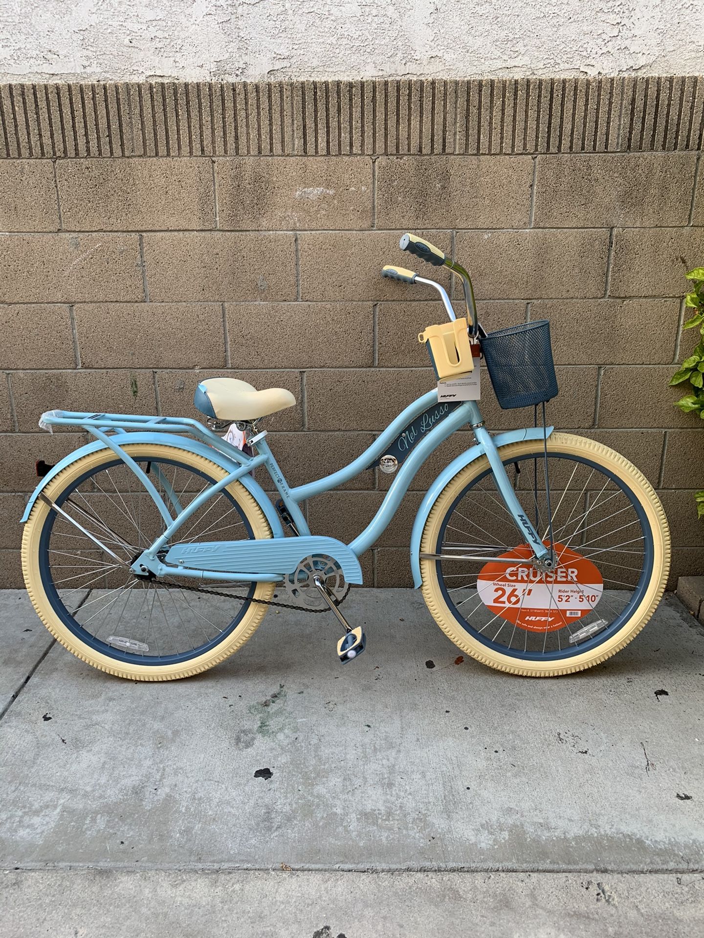 BLUE NEW LADIES 26” CLASSIC SINGLE SPEED BEACH CRUISER WITH REAR CARRIER / FRONT BASKET / CUP & PHONE HOLDER BEAUTIFUL BIKE ALL AROUND 😍
