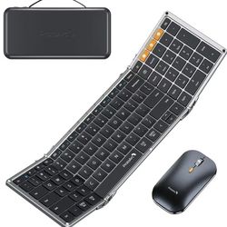 ProtoArc Foldable Keyboard and Mouse, XKM01 True Full-Size Folding Bluetooth Keyboard Mouse Combo