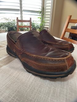 Sketchers Loafer Slip-on Shoes Brown Leather Mens 13 U.S. Lightly Used