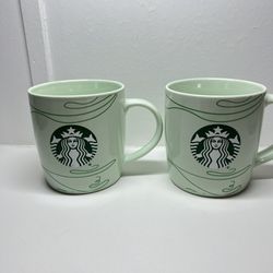 Starbucks Pair of 2020 Starbucks Green Siren Logo Mint Green Swirl 12 Oz. Coffee Mug