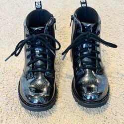 Almost New UGG Black Shimmer Combat Boots - Youth Size 4 