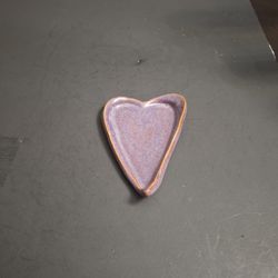 Lovely Lavender Ceramic Heart Shaped Trinket Dish With Cat Stamp On Bottom 5"X 3.5"