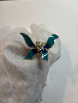 Blue Enamel Flower Ring
