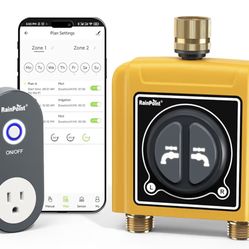 RAINPOINT WiFi Water Timer with Brass Inlet & Outlet，2 Zone WiFi Hose Timer for Lawn,WiFi Sprinkler Controller via APP/Voice Control,Automatic Waterin