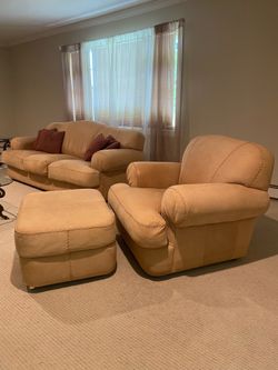 Leather couch and chair w/ottoman