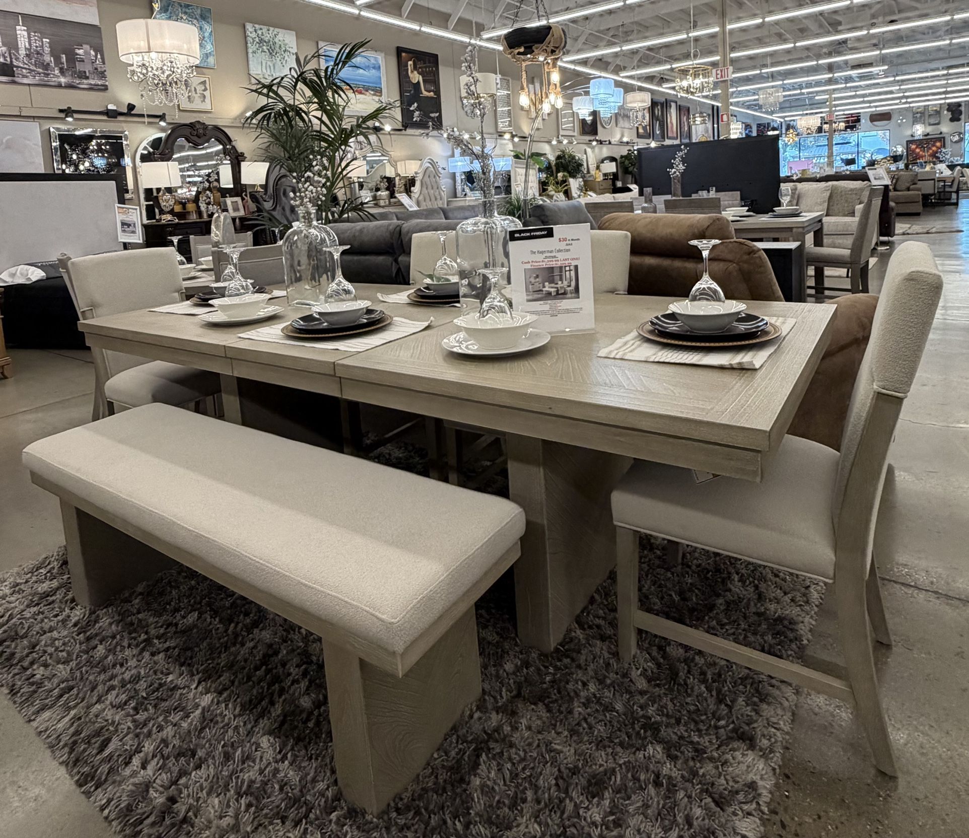 Dining Table, 4 Chairs And Bench 