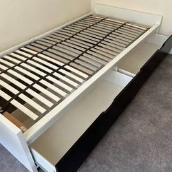 Ikea Twin size bed with 2 drawers and lonset slatted base! Excellent Condition!!!!