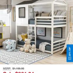 Vaia Transitional White Twin-over-Twin Metal Bunk Bed
