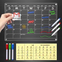 Acrylic Refrigerator Calendar With 3 Markers
