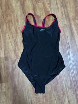 Swind Women’s One Piece Swimsuit Medium Black Red European Beach Swimwear