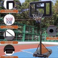 Portable Basketball Hoop Height Adjustable Basketball Hoop Stand 6.6ft - 10ft with 44 Inch Backboard and Wheels for Adults Teens Outdoor Indoor