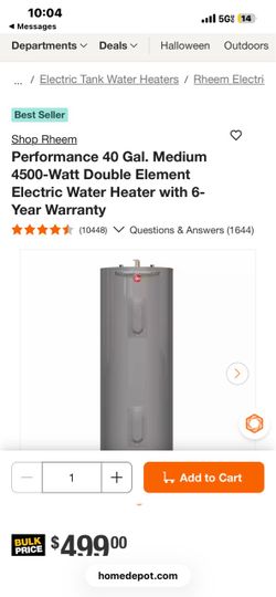 Rheem 40 Gal Electric Water Heater