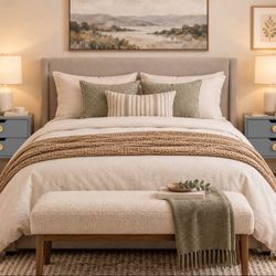 Modern Gray & Gold Nightstands - Set of 2