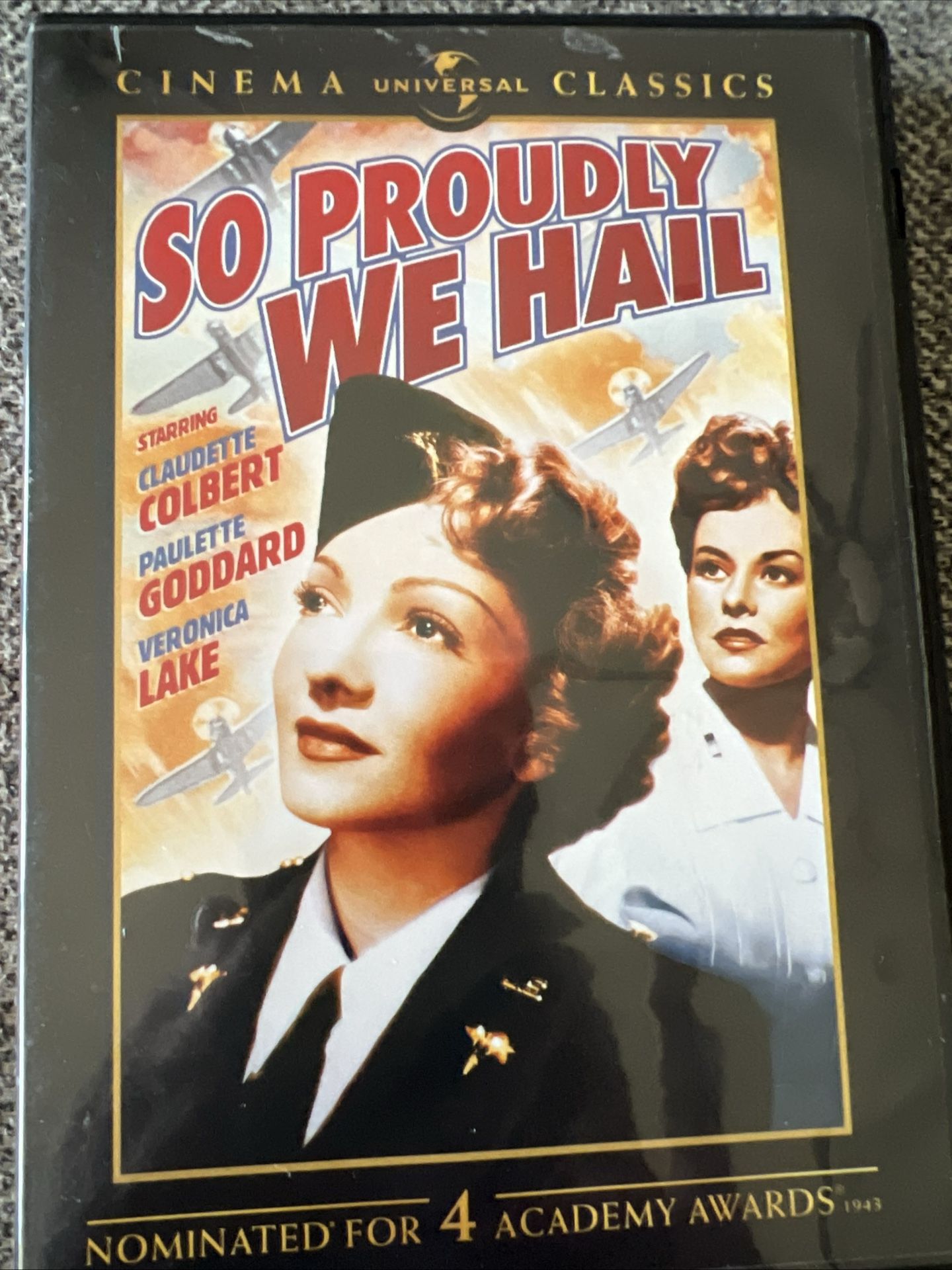 Classic WWII 1943 DVD W/ Claudette Colbert-Veronica Lake ‘So Proudly We Hail’