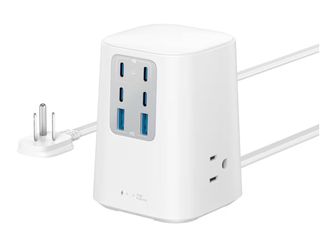 Anker Desktop Charger, 9-in-1 Power Strip with 300J Surge Protector, 5ft Flat Plug Extension Cord with Multiple Devices, 100W USB C Charger with 3 AC,