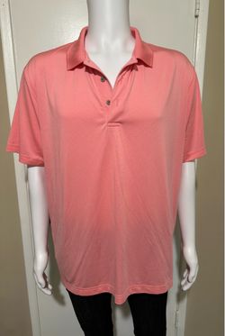 Grand Slam Men's Pink Striped Short Sleeve Polo Shirt Size XL