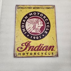 Retro Indian Motorcycle Bike Faux Vintage Ad Metal Sign 