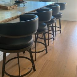 Black Leather Swivel Bar Stools