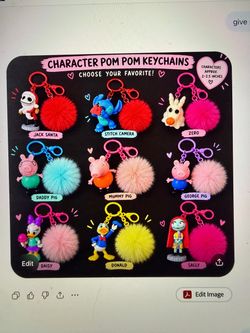 Character Pom Pom Keychains