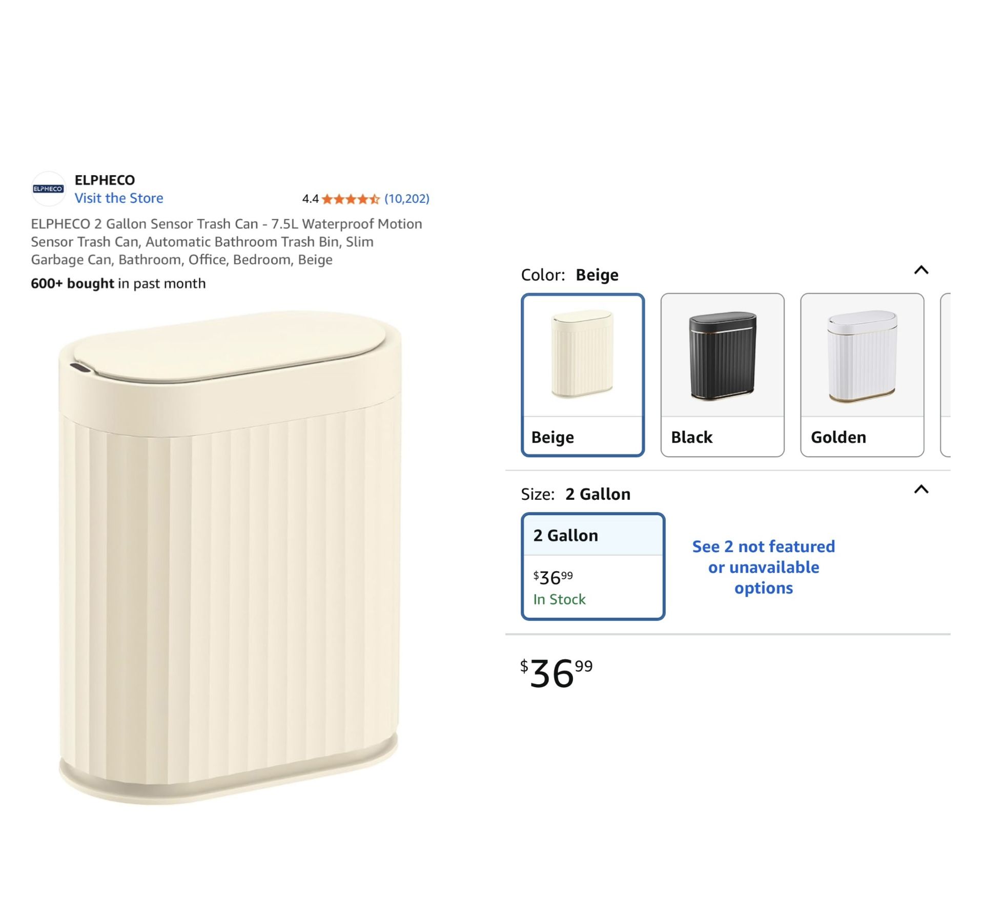 Brand new ELPHECO 2 Gallon Sensor Trash Can - 7.5L Waterproof Motion Sensor Trash Can, Automatic Bathroom Trash Bin, Slim Garbage Can, Bathroom, Offic
