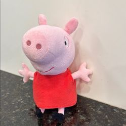 Ty Pink and Red Stuffed Peppa Pig Animal Plush. Size 8”. No ear tag 