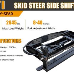 Skid Steer Fork Lift Attachment With Side Shift Fork