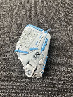 Rawlings Fastpitch 12.5" Basket Web Leather Softball Glove Left Hand Gray/Blue