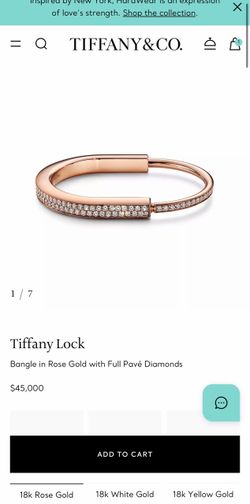 Tiffany Lock bracelet Bangle in Rose Gold with Full Pavé Diamonds