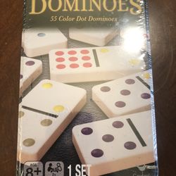 Cardinal Double-Nine Dominoes – 1 Set in Tin – 55 Color Dot Dominoes - New