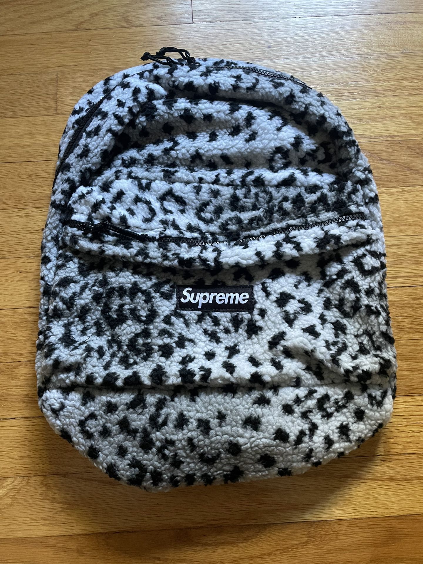Supreme Leopard White Fleece Backpack