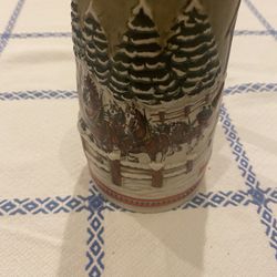 Vintage 1984 Budweiser Clydesdale Holiday Beer Stein Mug