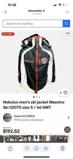 Nebulus Men’s  Ski Jacket Maestro Ski Q1070 Small/46NWT.  New
