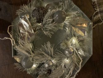 Silver Christmas wreath with lights