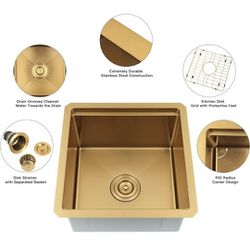 Zeesink Undermount Bar Sink 17 inch,Wet Bar Sink,RV Sink,Gold Bar Sink,Small Bar Sink with Workstation and Accessories

This is new in the box