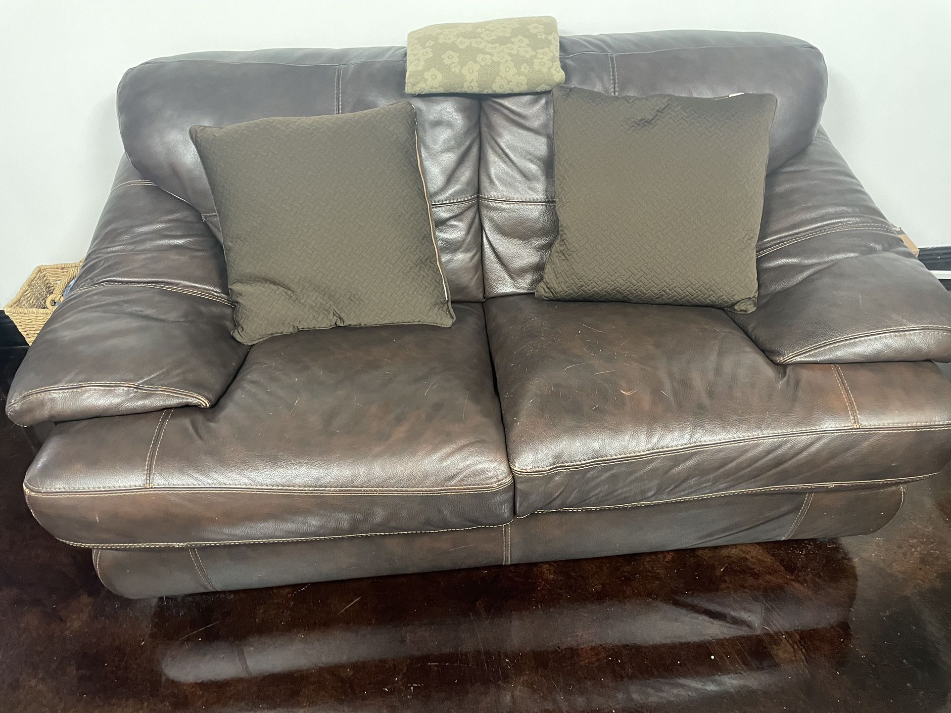 Brown Leather Couch (need gone by 06/28)
