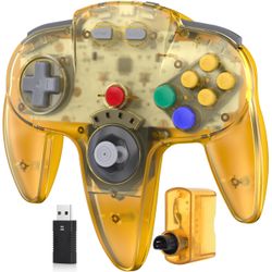 Transparent Yellow 2.4 GHz Wireless N64 Switch Online Controller with USB  N64 Receiver Retail $42.00