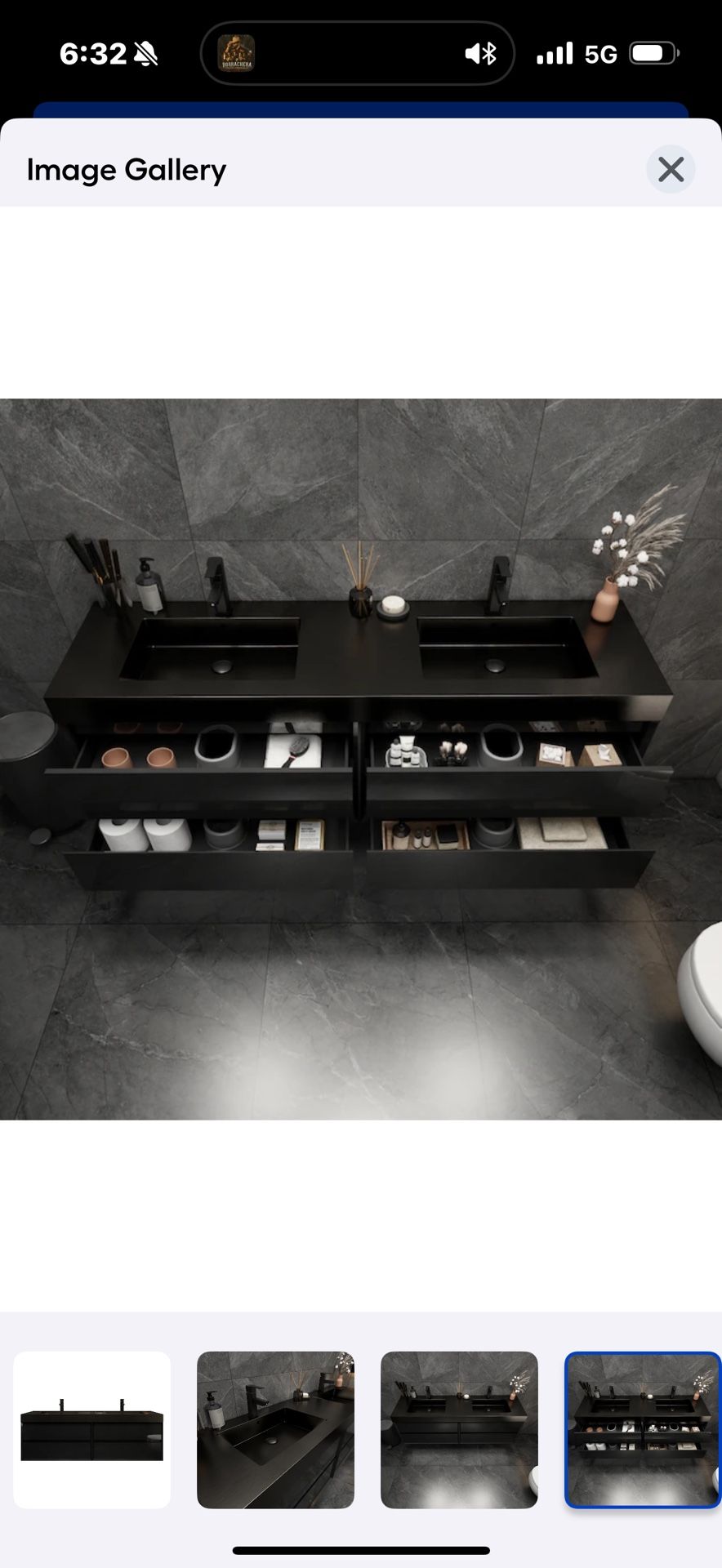 72 In Blk Stainless Steel Vanity