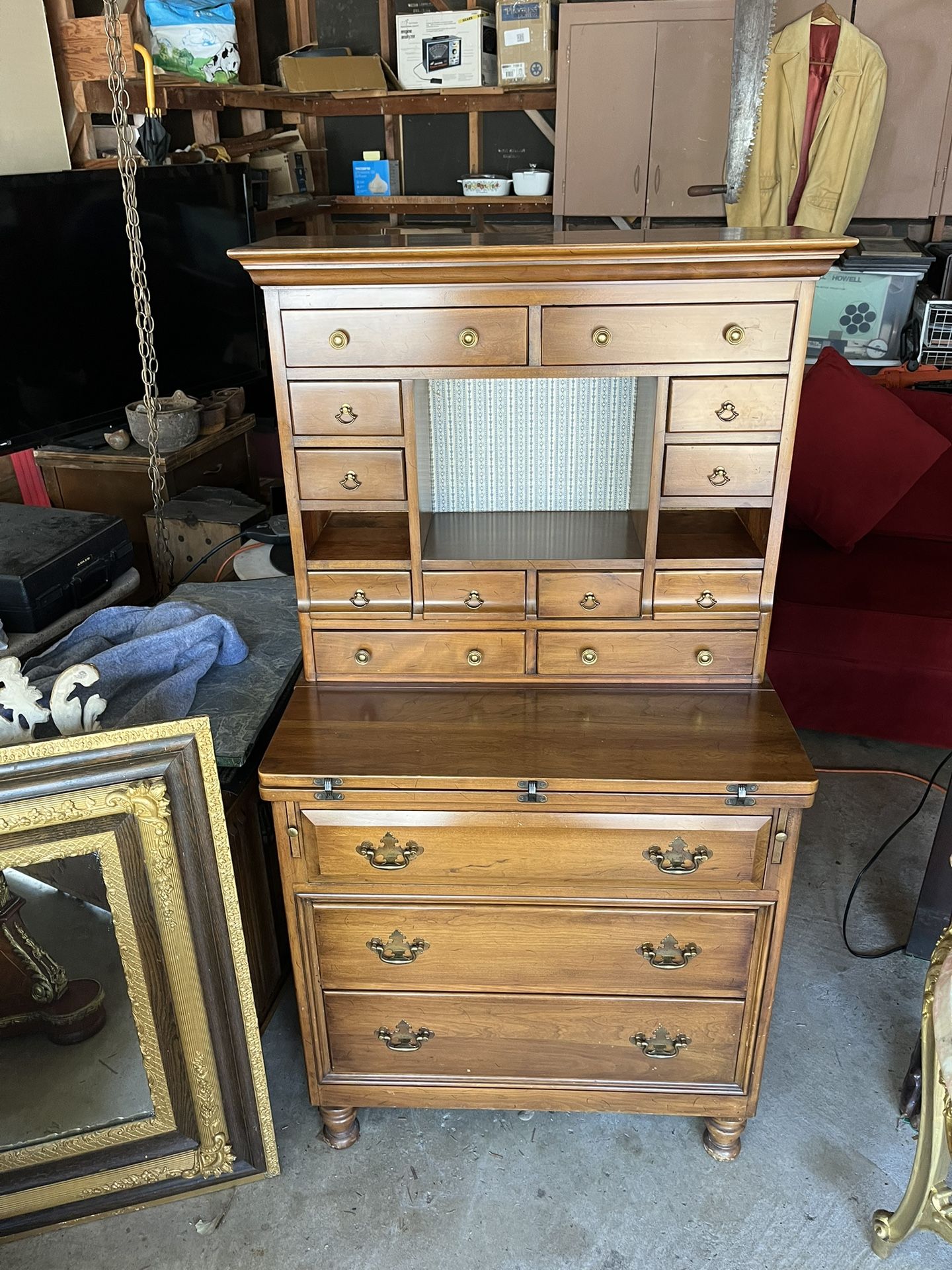 Vintage Davis Cabinet Company Cherry Apothecary Secretary Desk Chest 