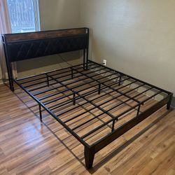 California King Metal Bed Frame With Charging Port