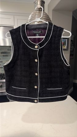 Rachel Zoe Tweed Vest with Pearl Buttons