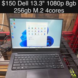 Dell Latitude 7370 Laptop 13.3” 8gb 256gb M.2 SSD Windows 11 Includes Charger, Good Battery 