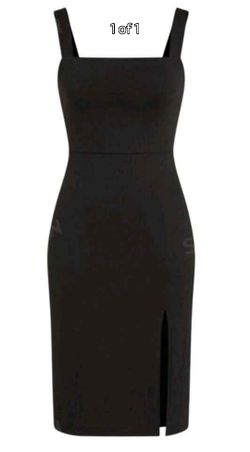 Chic Black Bodycon Midi Dress with Slit - Perfect for Date Night/Cocktail