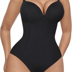 New Bodysuit Shapewear For Tummy Control VNeck (2XL) Black 