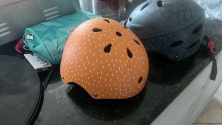 Kids Bike Helmet Orange Speckle Print