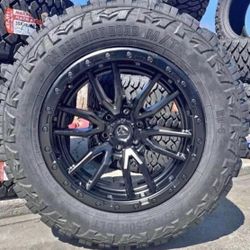 Fuel Rebel 20" Black Wheels And Tires 35x12.50R20 MT For Sale, We Finance