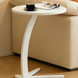 White C-Shaped Side Table